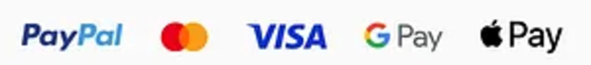 PayPal, Mastercard, VISA, Google Pay and Apple Pay accepted
